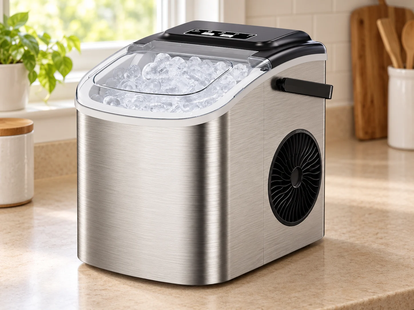 Silonn Countertop Bullet Ice Maker SLIM09T in a household setting.